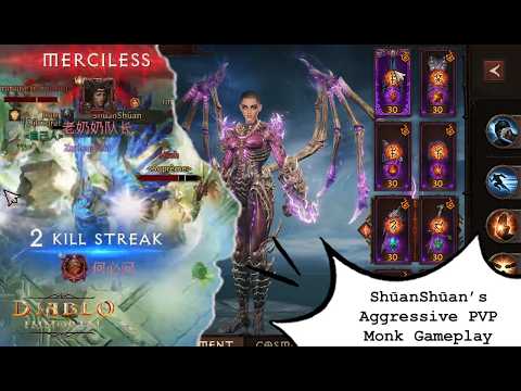 Aggressive MONK Gameplay of ShūanShūan. Plus PVP Monk Build. | Diablo Immortal