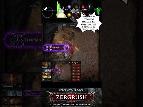 Redeem Code ZERGRUSH for 1 LC, 3 RC, 1 Leggo Gear, and 6 Normal Gems | Diablo Immortal